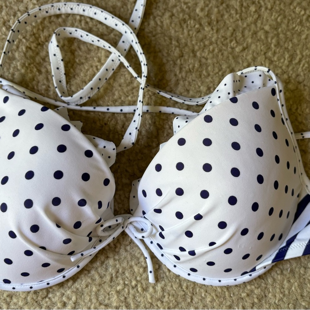 Victoria's Secret Navy and White Polka Dot Top Bikini